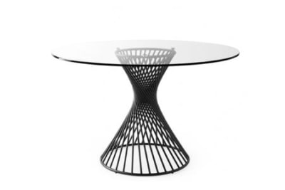 Vortex Round Dining Table Vortex cs4108 P15 GTR 01 Vortex Table Calligaris Metal Glass Ceramic Vortex Table - Calligaris - cs4108 - Round Table - Smoke Glass Ceramic Stone Marble Table Helical design