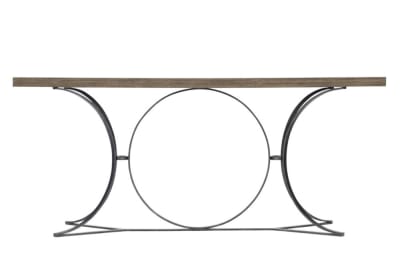 Canyon Ridge Console 1 Canyon Ridge Console 1.jpg By Bernhardt_Wire Brushed Wood Top_Open metal base in Blackened Bronze finish_