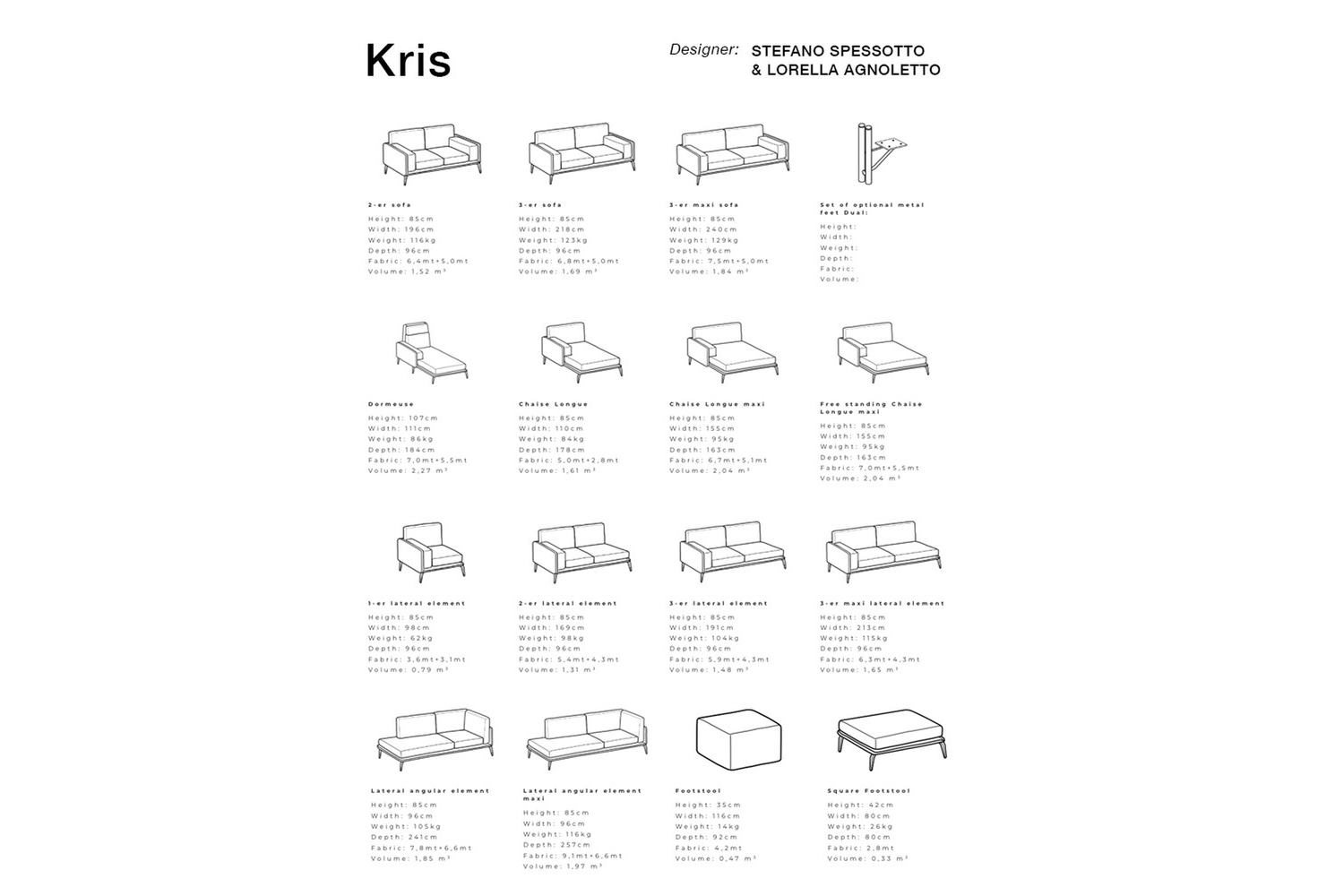 KRIS Ditre Italia Schematics 2018 KRIS_Ditre-Italia_Schematics_2018.jpg Kris Schematics Kris Ditre Italia Schematics Italian Leather Fabric Italy Modular Sectional Chaise Terminal