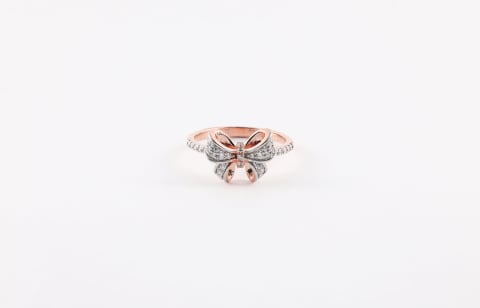 Elegant Rose Gold Plated Bow Tie Design Diamond Ring for Women