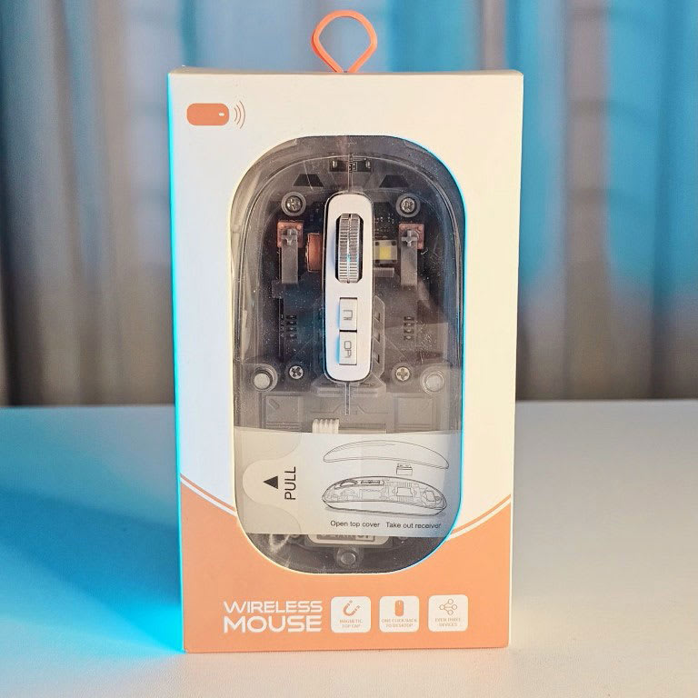 GearUP WM30 Transparent Crystal 2.4G + Bluetooth Magnetic Wireless Mouse- Gray Color