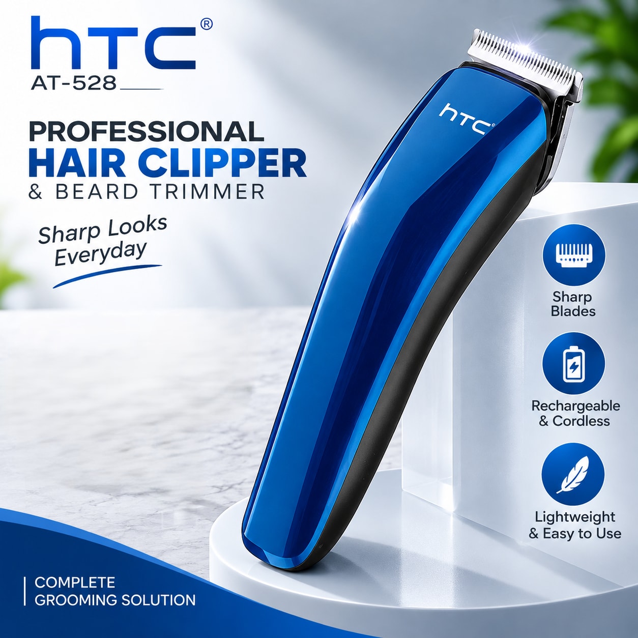 HTC AT-528 Rechargeable Hair Clipper & Beard Trimmer
