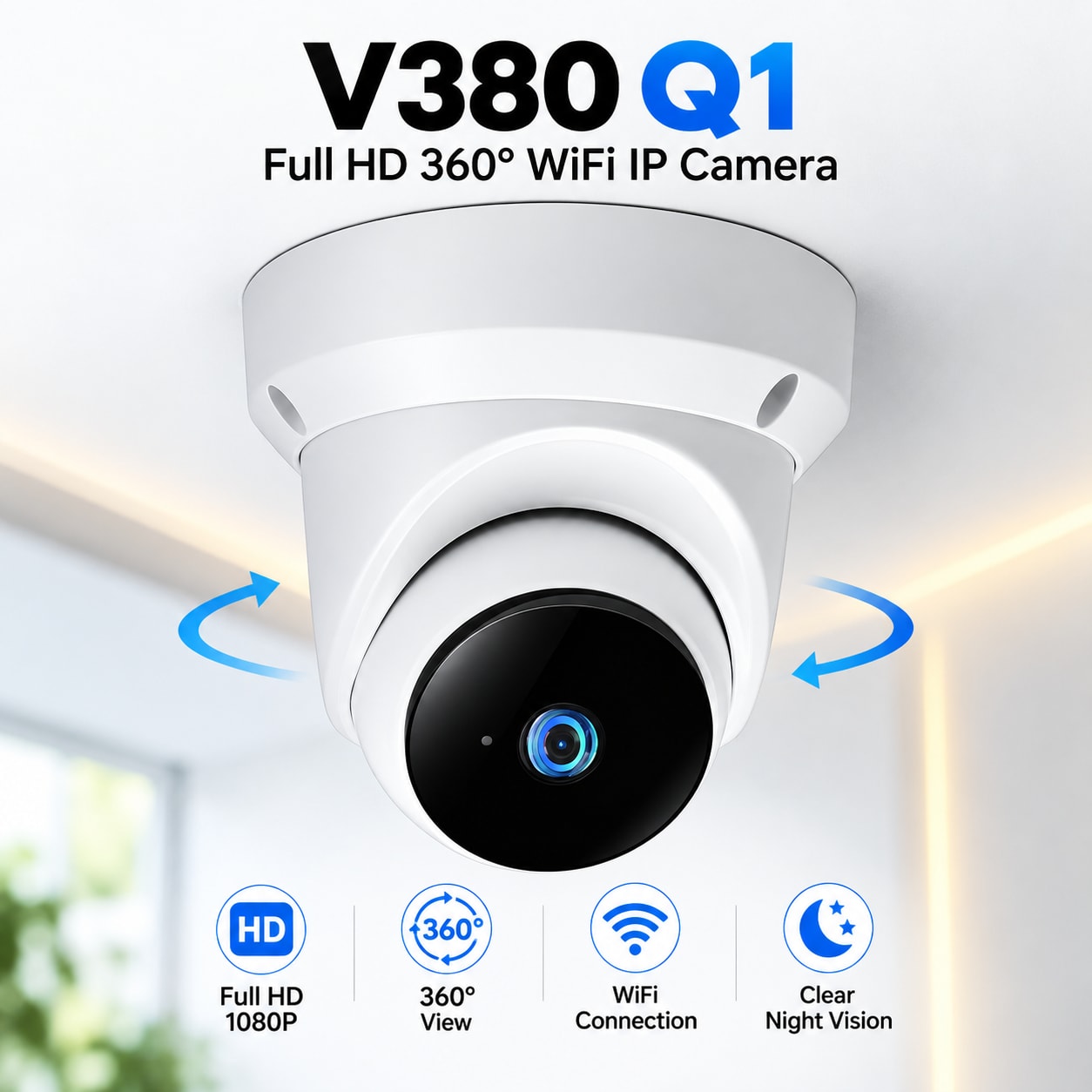 V380 Full HD Q1 360 Degree WiFi IP Security Mini Camera