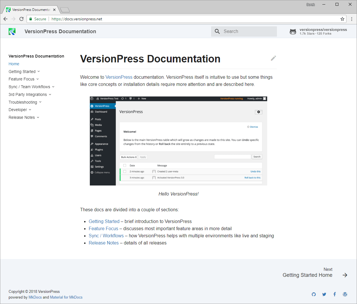 VersionPress docs site