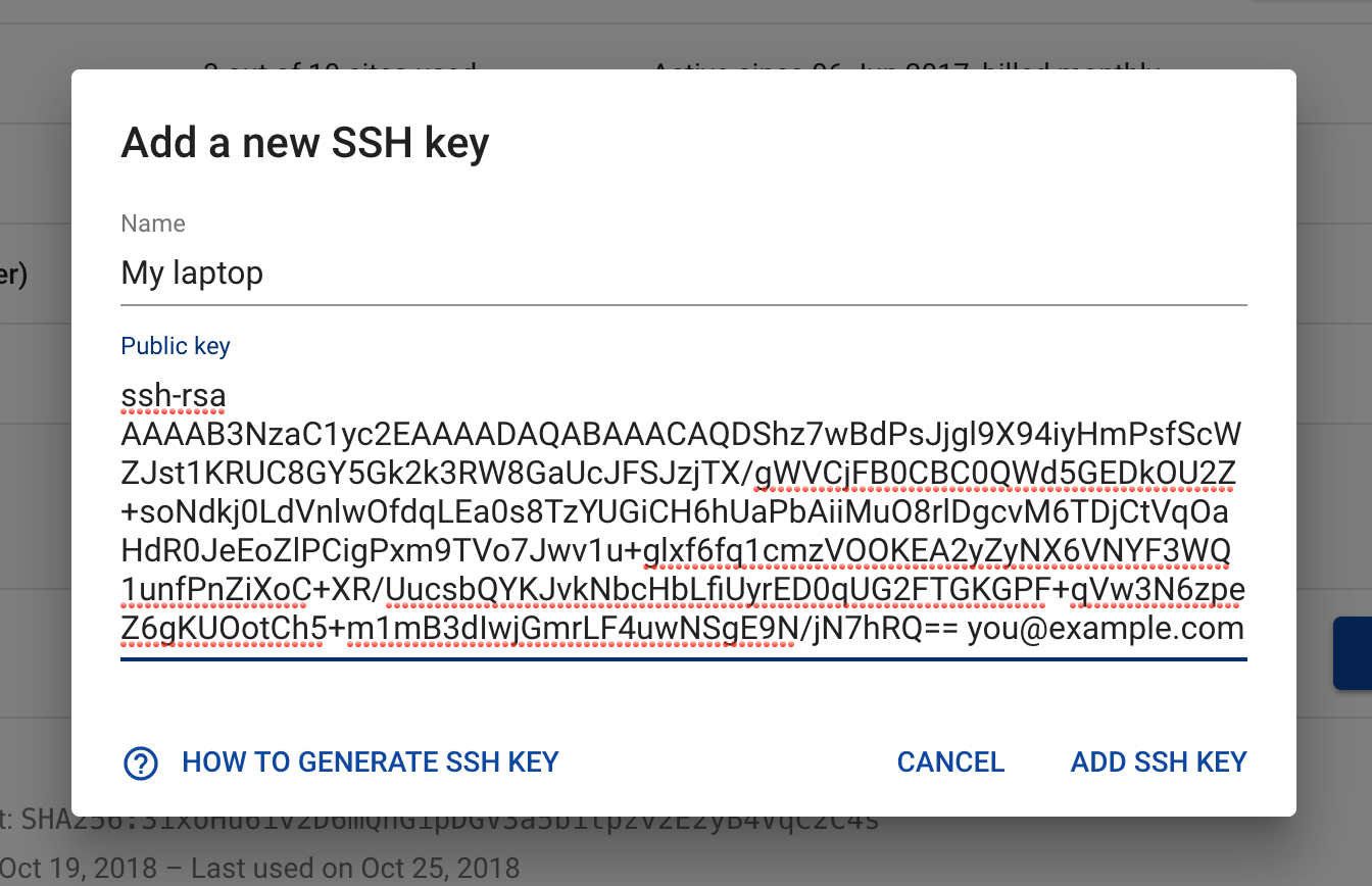 upload ssh key to server