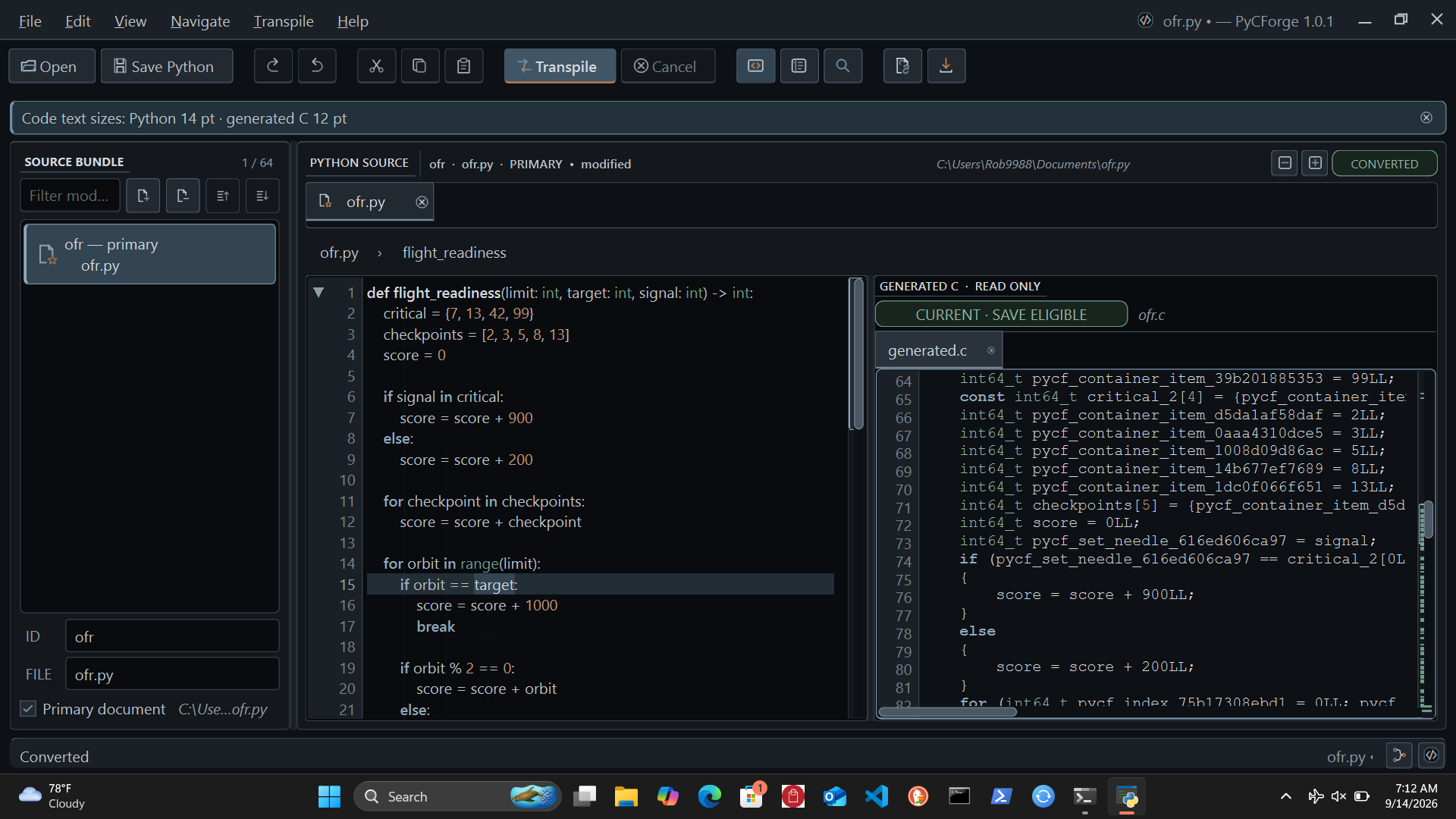 PyCForge
|
|
35
|
+
![PyCForge workspace