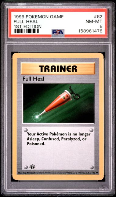 1999 Pokemon Base Set 82 Full Heal 1st Edition PSA 8 Near Mint