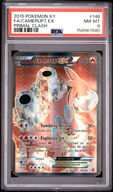 2015 Pokemon XY Primal Clash 146 Full Art Camerupt EX PSA 8 Near Mint
