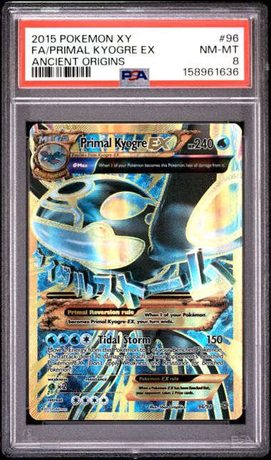 2015 Pokemon XY Ancient Origins 96 Full Art Primal Kyogre EX PSA 8 Near Mint