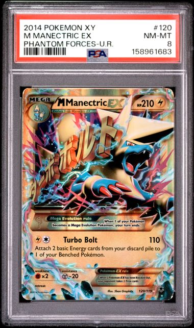 2014 Pokemon XY Phantom Forces 120 M Manectric EX Ultra Rare PSA 8 Near Mint