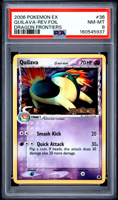 2006 Pokemon Ex Dragon Frontiers #36 Quilava Reverse Holo PSA 8 Nm Mt