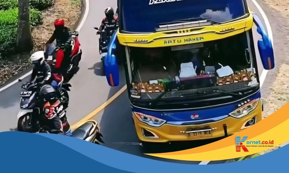 Rombongan Motor NMAX Paksa Bus Ngerem Mendadak!