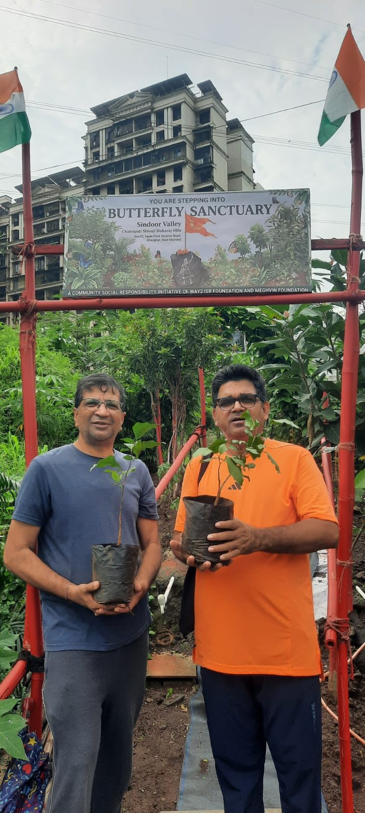 Saplings ready at the Butterfly Sanctuary gate, Sindoor Valley