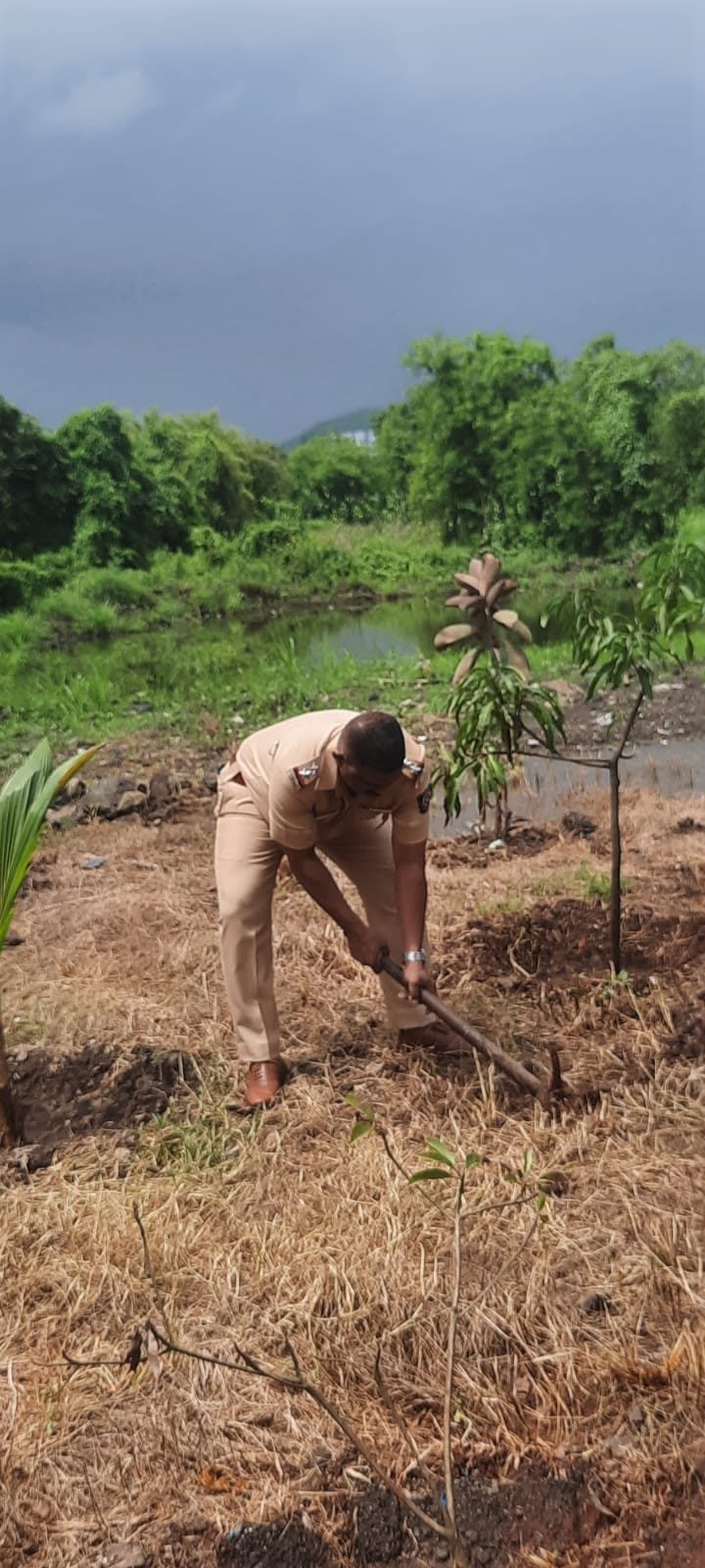 Preparing a pit at Panvel Police Station
