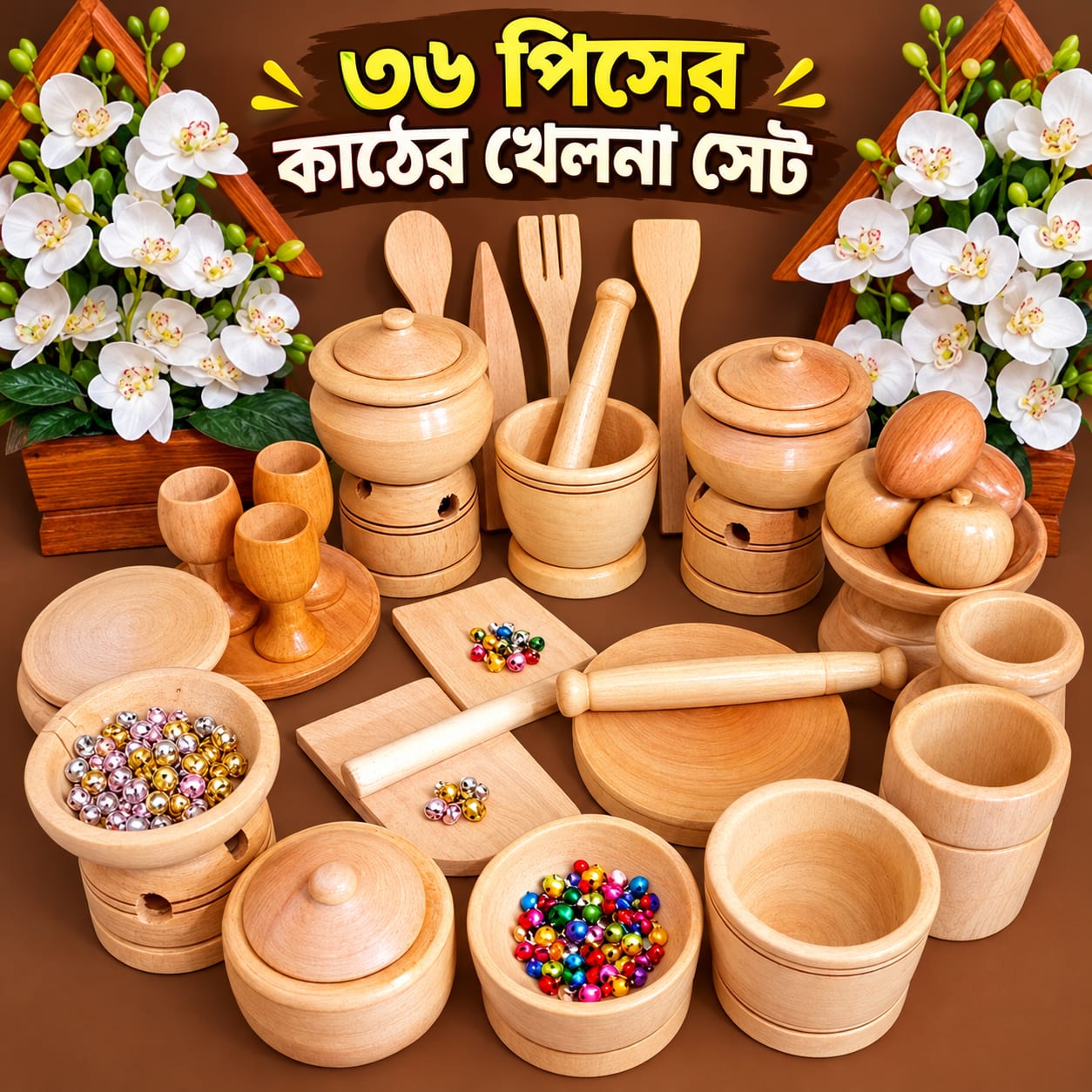 ৩৬ পিসের কাঠের খেলনা সেট