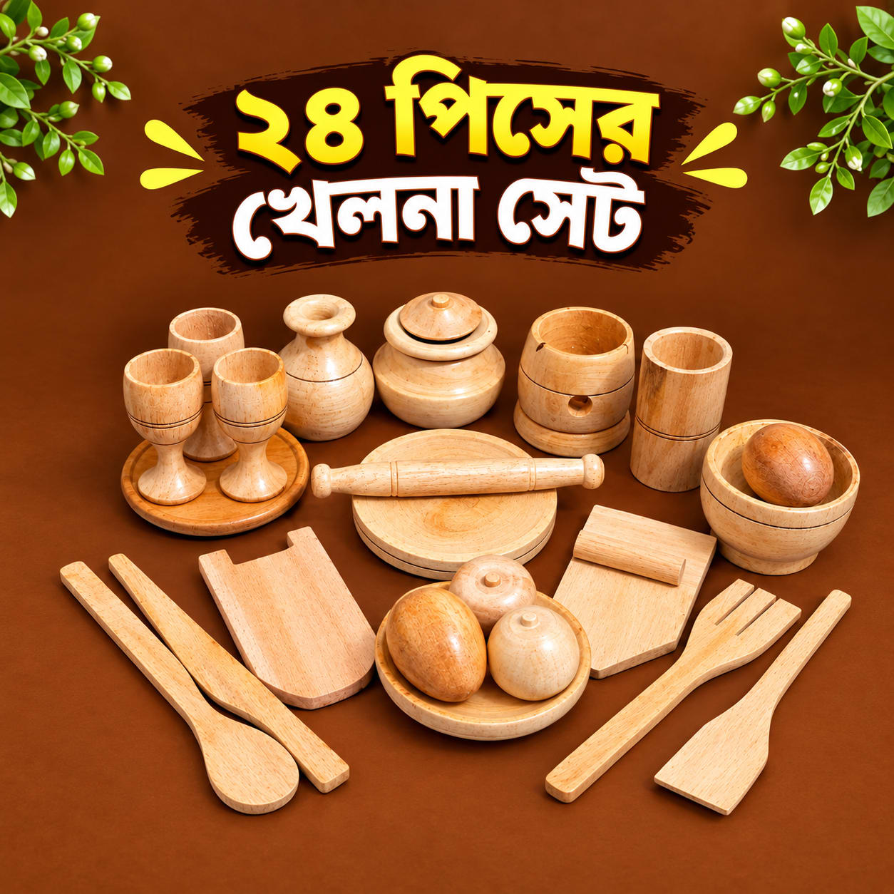 ২৪ পিসের কাঠের খেলনা সেট