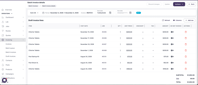 Close and send confirmation for a recurring billing draft.