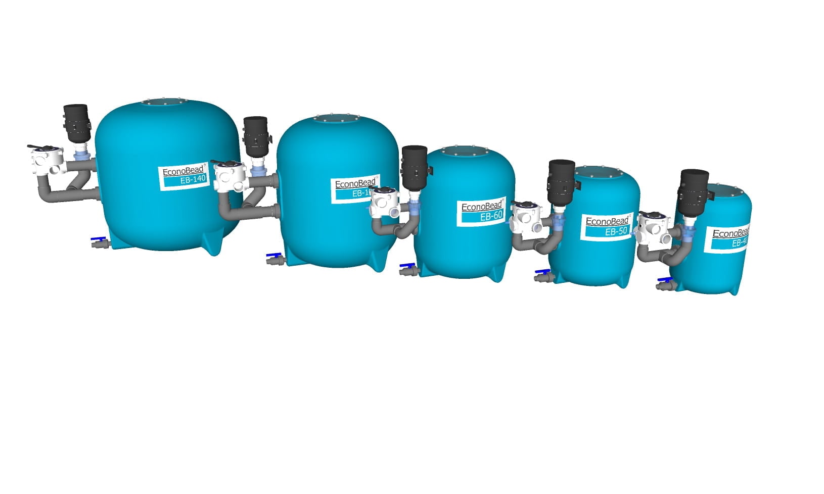 AquaForte EB-60 with Ø50 mm pipe work & 1½" 6-way valve