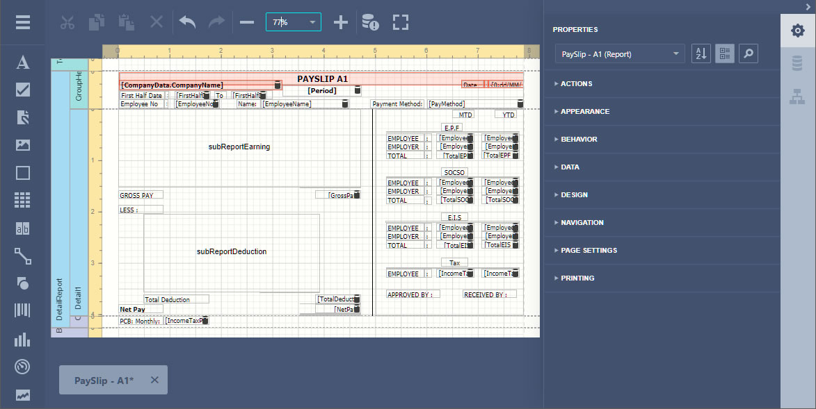 Payslip Report Designer - VSOFT DYNAMIC