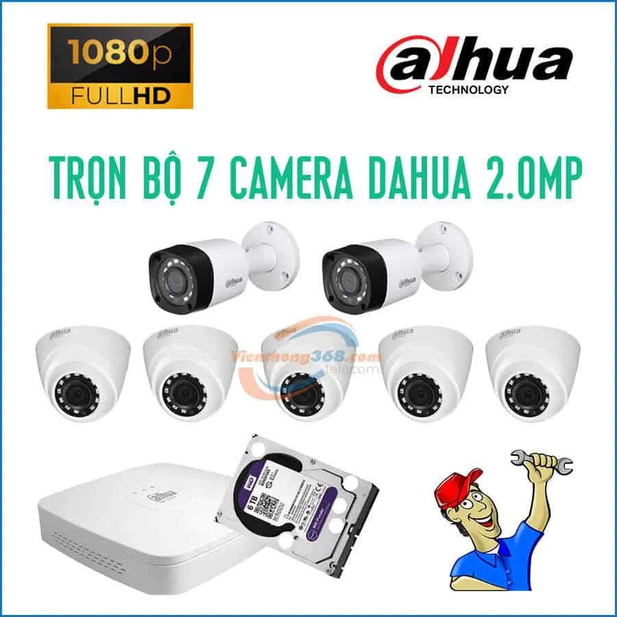 Trọn bộ 7 camera Dahua 2.0MP