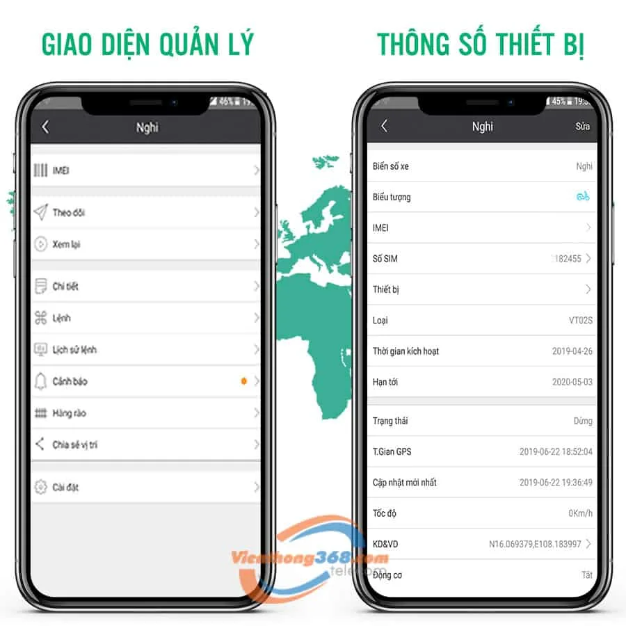 Giao diện quản lý thiết bị
