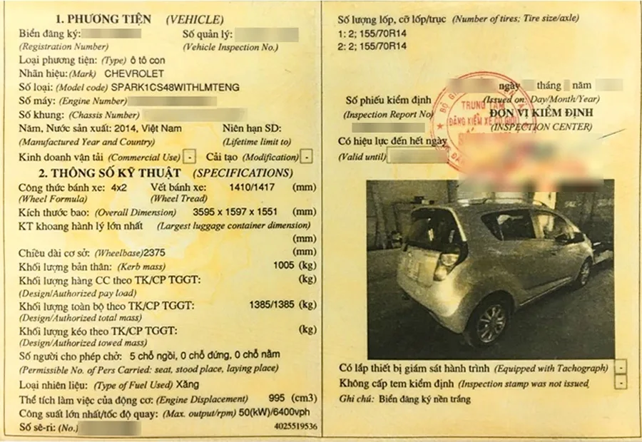 Giấy kiểm định xe