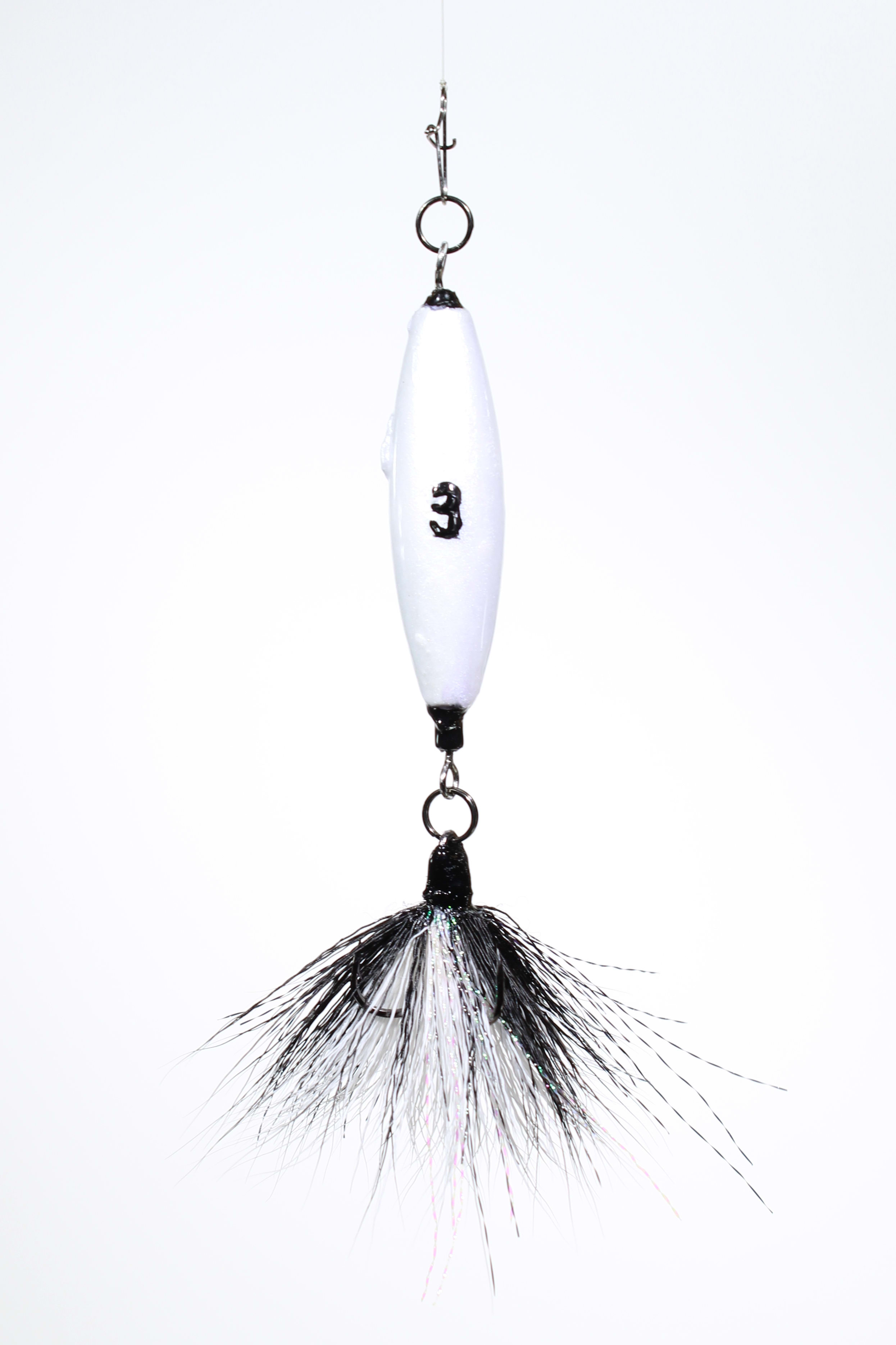 A 3oz VTJ in silver pearl with a skunky white and black dressed treble.