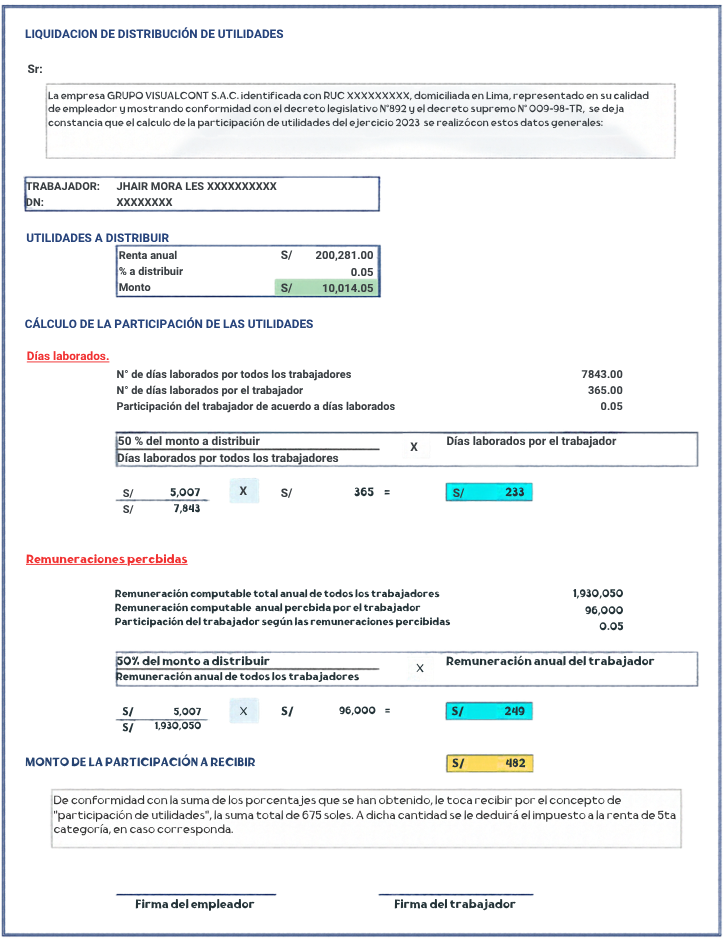 Modelo de formato para el pago de utilidades a trabajadores: guía y ejemplo - Imagen informativa 1
