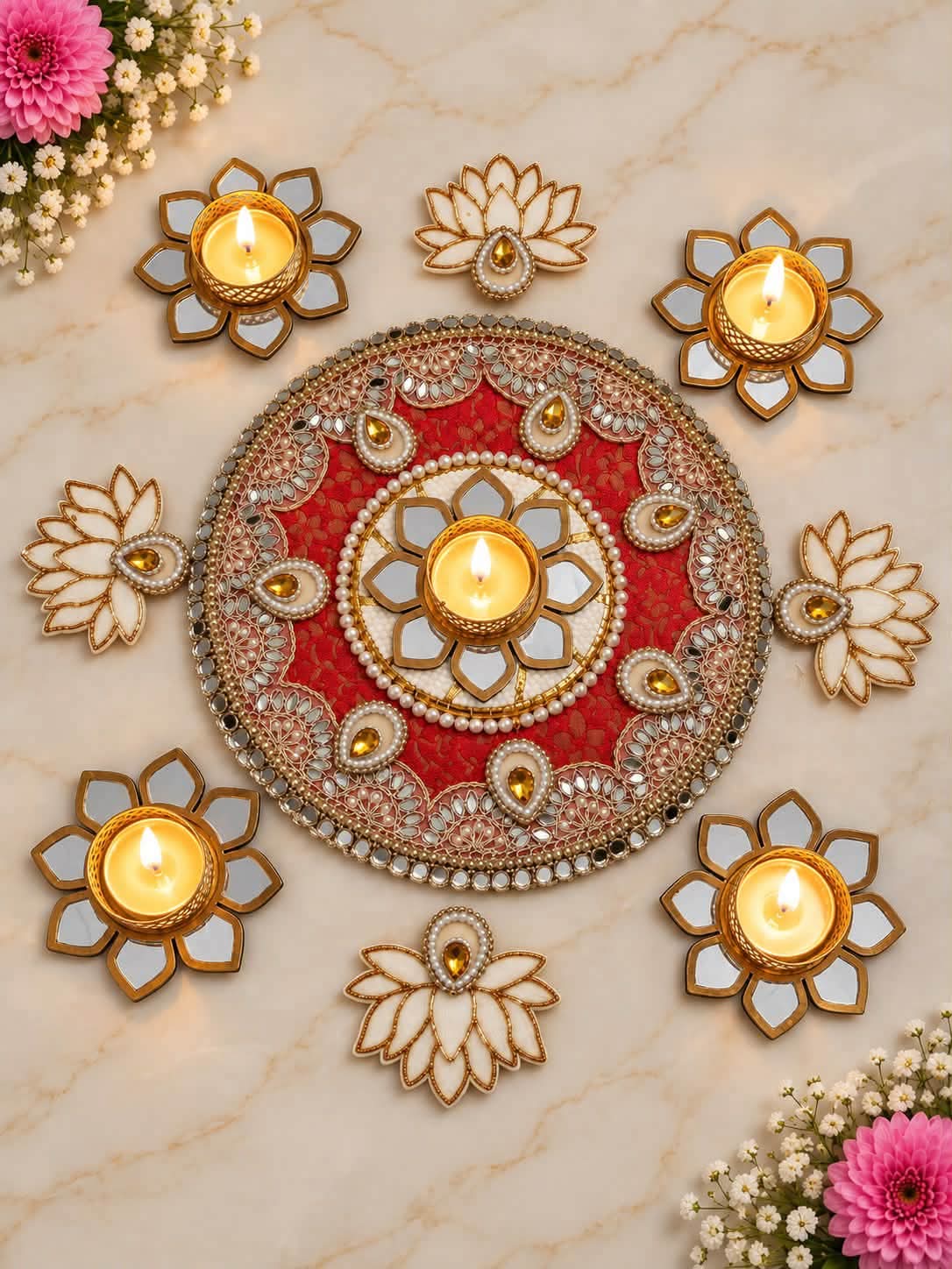 Premium Rangoli set with diya holder
