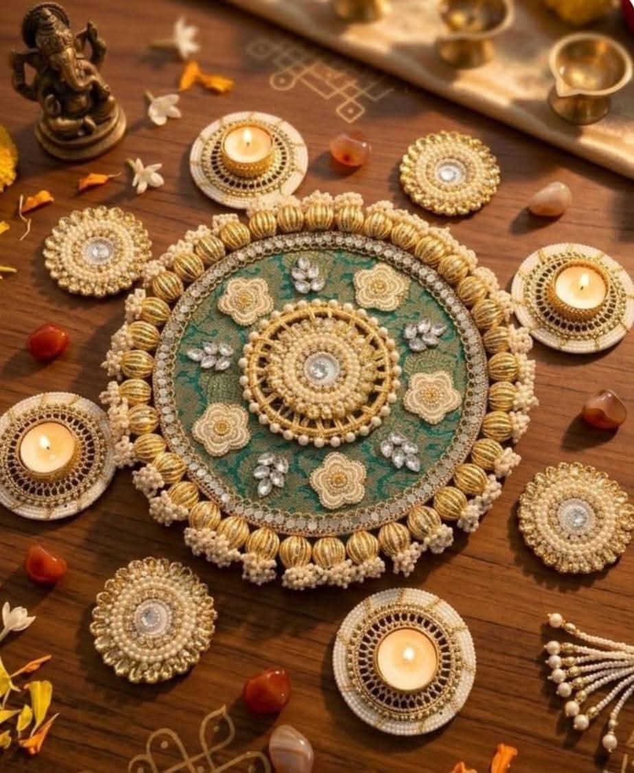 Rangoli with tlight holders