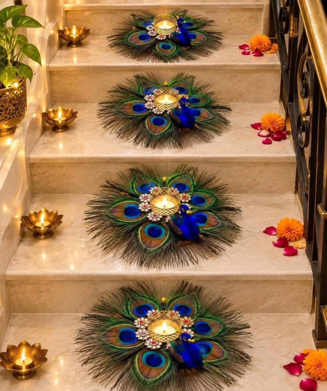 Handmade Peacock Feather Stair Mats