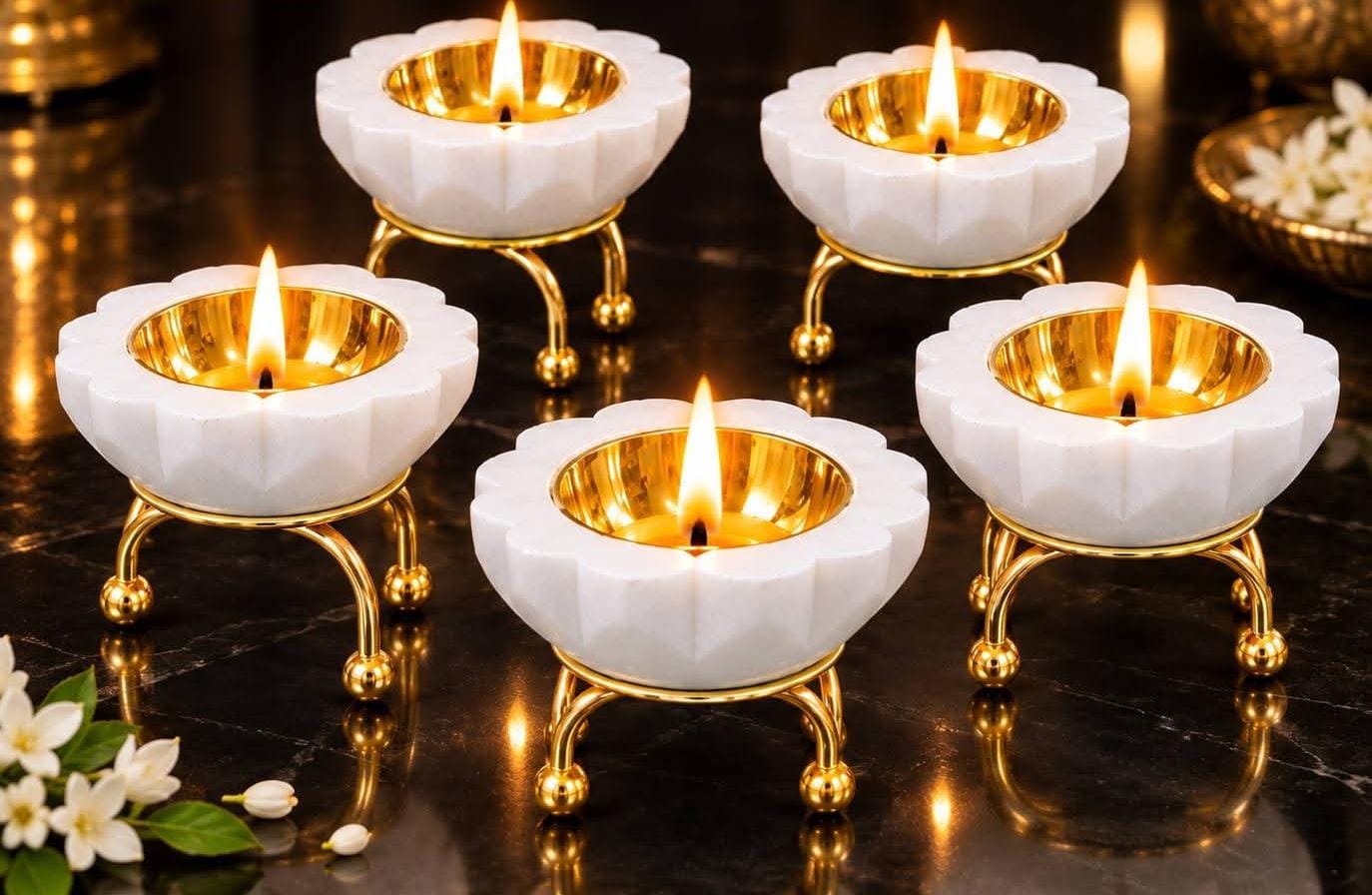 Set of 5 Tealights with Stand