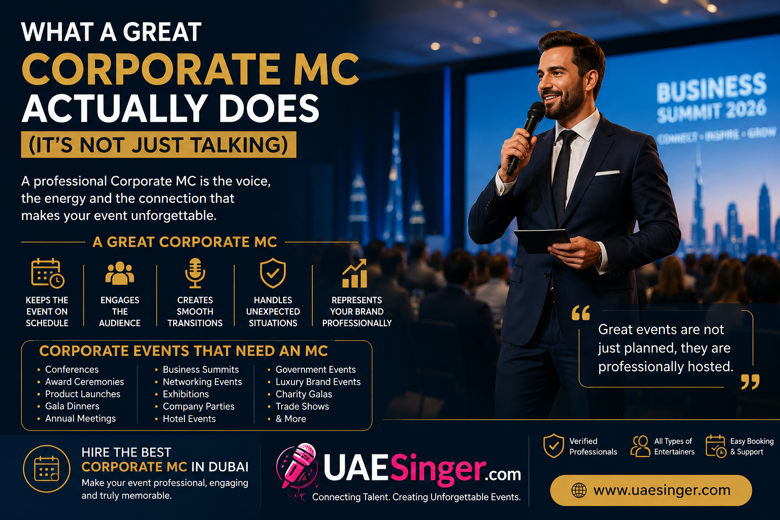 What a Great Corporate MC Actually Does (It's Not Just Talking) | Corporate MC Dubai Guide 2026