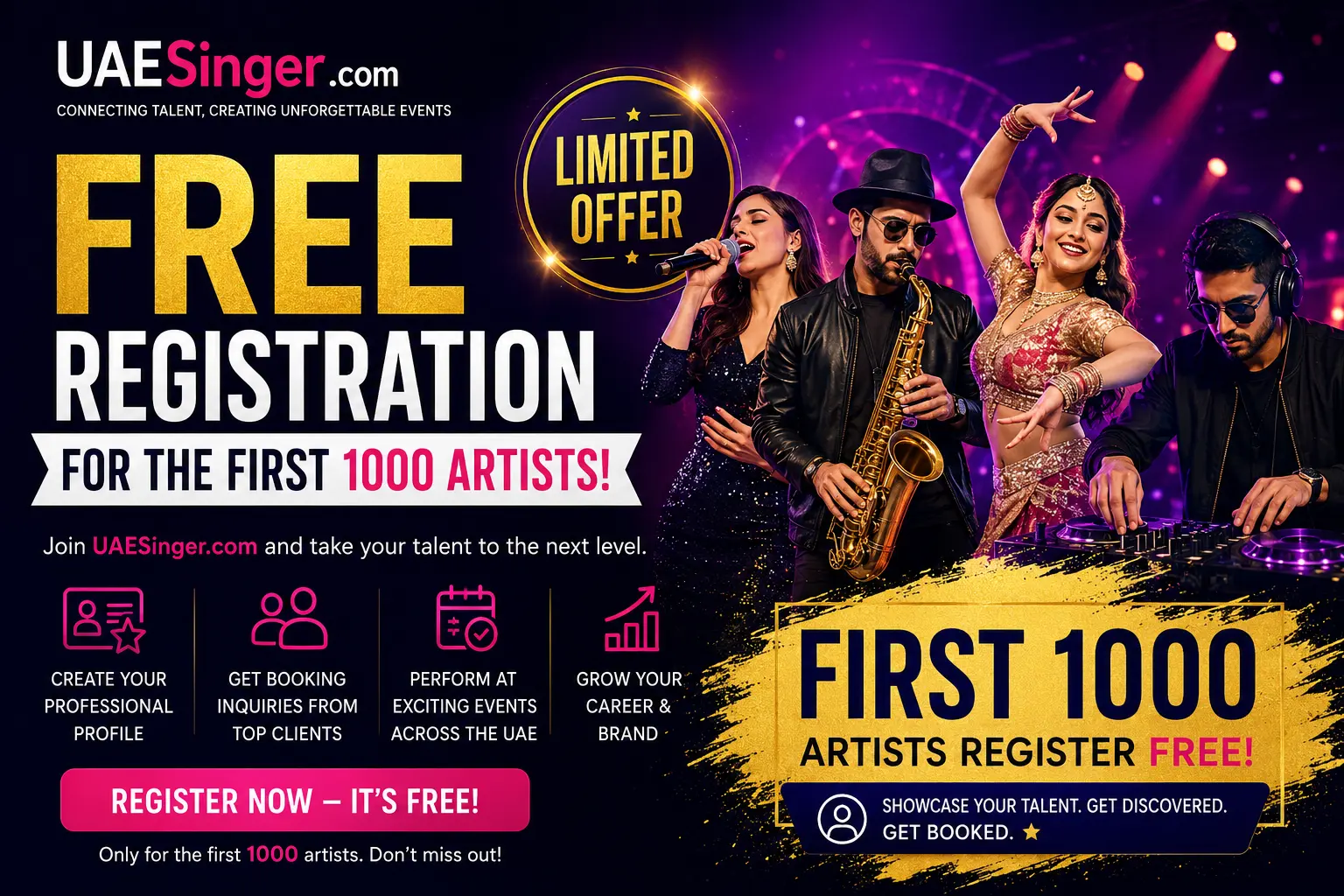 Free Registration for First 1,000 Artists | UAESinger.com