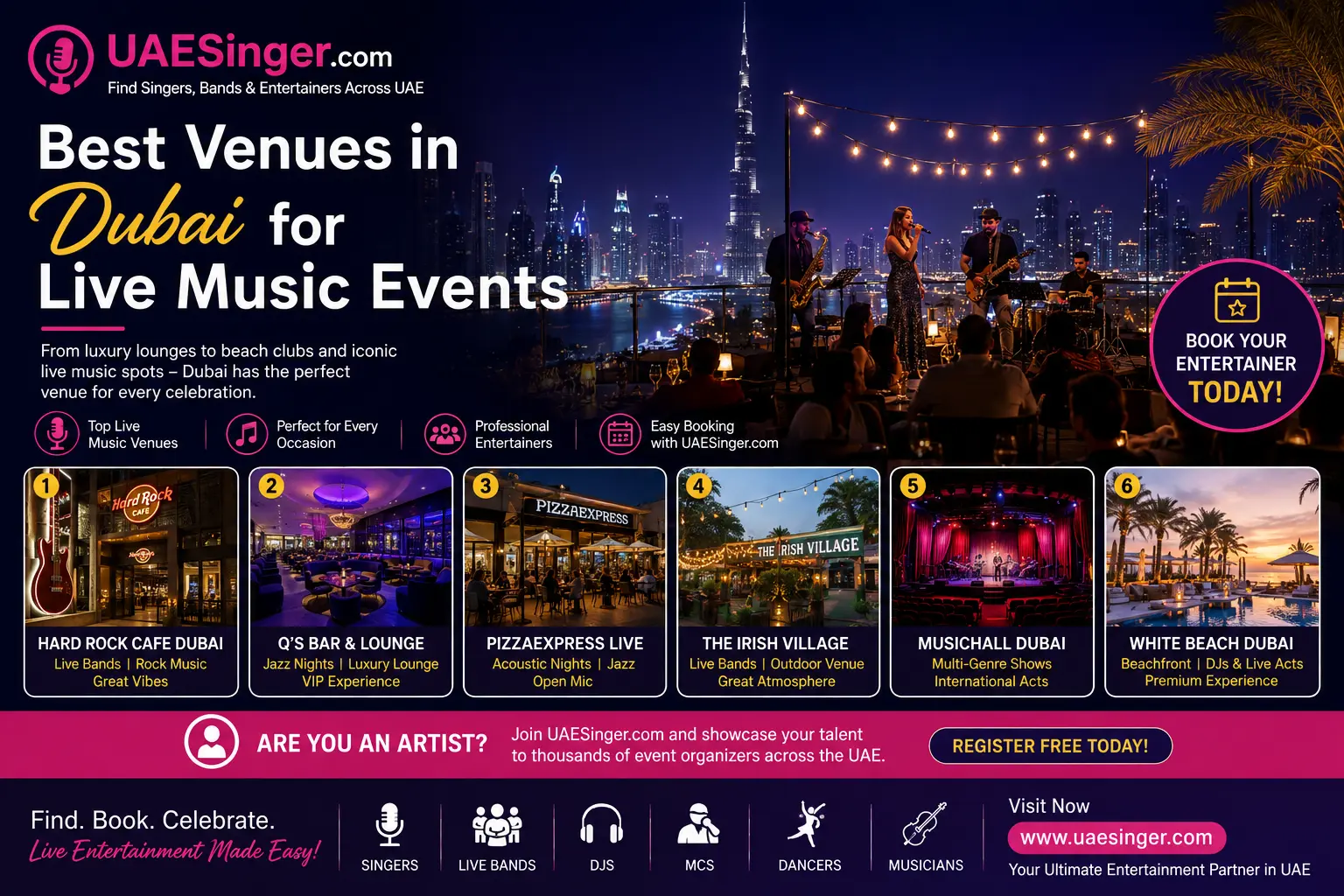 Best Venues in Dubai for Live Music Events | Book Singers & Bands | UAESinger