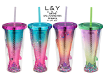 Clear Mermaid Tail Tumbler Cup 24oz - 12/pk 4bx/cs image 2