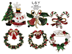 Christmas Themed Brooch - 12/pk 20bx/cs image 1