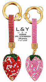 Rhinestone Strawberry Keychains - 12/pk 20bx/cs image 2