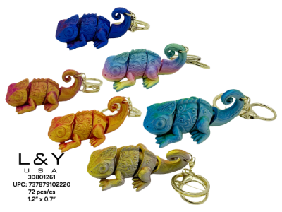3D Printed Chameleon Keychain - 6/pk 12bx/cs cs.72