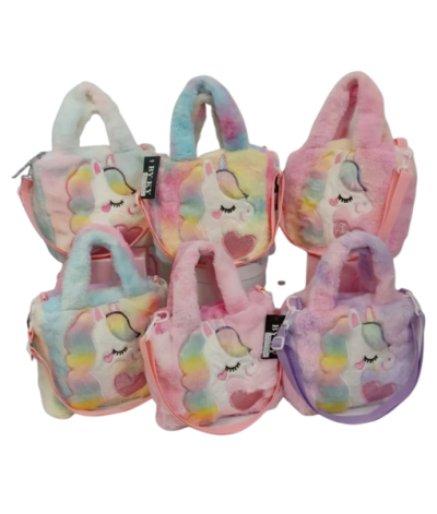 Fuzzy Sleeping Unicorn Purse W/ Strap - 12/pk 20bx/cs cs.240