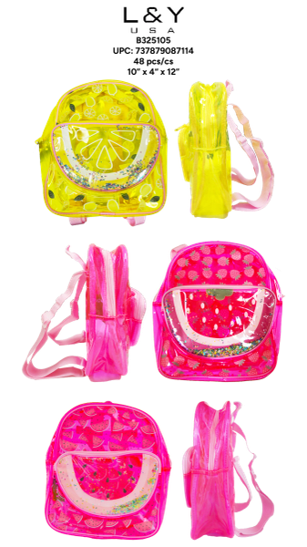Lemon & Strawberry See-Though Backpack - 12/pk 4bx/cs cs.48