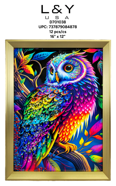 Rainbow Owl Rhinestone Photo Wall Decor 16" - 6/pk 2bx/cs cs.12