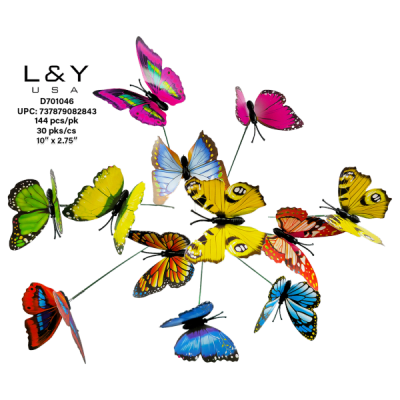 Colorful Butterfly Flower Sticks - 144/pk 30bx/cs cs.30