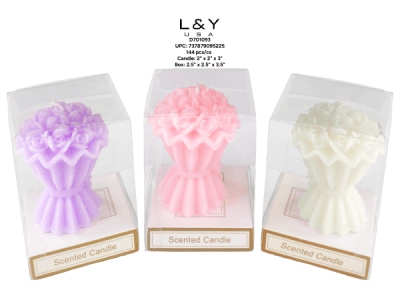 Flower Bouquet Wax Candles - 12/pk 12bx/cs cs.144
