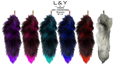 MIx Color Fur Tail Keychain - 12/pk 5bx/cs cs.60