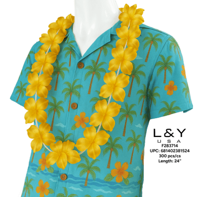 Metallic Gold Flower Lei - 12/pk 25bx/cs cs.300