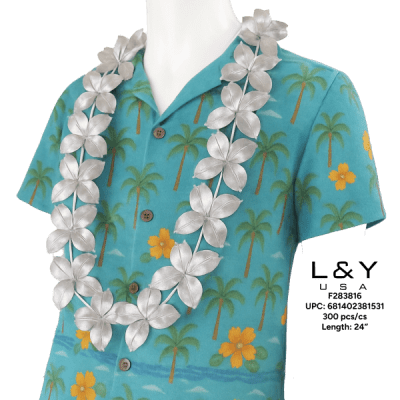 Metallic Silver Flower Lei - 12/pk 25bx/cs cs.300
