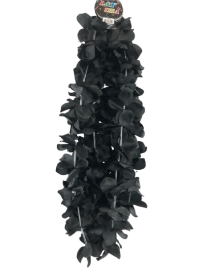 Solid Black Flower Lei - 12/pk 25bx/cs cs.300