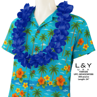 Solid Royal Blue Flower Lei - 12/pk 25bx/cs cs.300