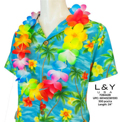 Rainbow Hawaiian Flower Lei - 12/pk 25bx/cs cs.300